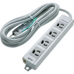 ＴＲＵＳＣＯ　電源タップ　３Ｐ抜け止め４個口　３Ｍ　アース／マグネット付
