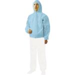 ＴＲＵＳＣＯ　不織布使い捨て保護服フード付ジャンバー　Ｓサイズ　ブルー