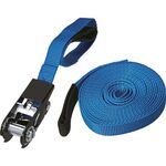 ＴＲＵＳＣＯ　簡易結束ベルト　２５ｍｍＸ５ｍ　アイタイプ　青（ラチェット機能あり）