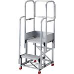 ＴＲＵＳＣＯ　アルミ製作業用踏台　２段　高さ０．５ｍ　天板寸法１０００×４００　段高２５０ｍｍ　フルセット手すり付き
