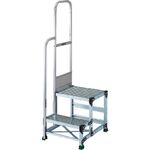 ＴＲＵＳＣＯ　アルミ製作業用踏台　縞板タイプ　２段　高さ０．５ｍ　天板寸法５００×４００　段高２５０ｍｍ　階段片手すり付き