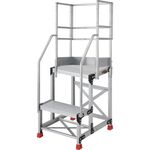 ＴＲＵＳＣＯ　アルミ製作業用踏台　縞板タイプ　２段　高さ０．６ｍ　天板寸法５００×４００　段高３００ｍｍ　フルセット手すり付き