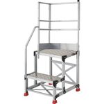 ＴＲＵＳＣＯ　アルミ製作業用踏台　縞板タイプ　２段　高さ０．７ｍ　天板寸法５００×４００　段高３５０ｍｍ　階段片手すり天場二方付き