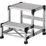 ＴＲＵＳＣＯ　作業用踏台　アルミ製・グレーチング仕様　ＳＵＳ金具　２段　高さ０．５ｍ　天板５００×４００