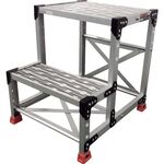 ＴＲＵＳＣＯ　作業用踏台　アルミ製・グレーチング仕様　ＳＵＳ金具　２段　高さ０．６ｍ　天板５００×４００