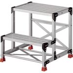 ＴＲＵＳＣＯ　作業用踏台　アルミ製・グレーチング仕様　ＳＵＳ金具　２段　高さ０．６ｍ　天板６００×４００