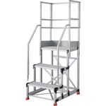 ＴＲＵＳＣＯ　アルミ製作業用踏台　グレーチングタイプ　３段　高さ０．９ｍ　天板寸法６００×４００　段高３００ｍｍ　フルセット手すり付き