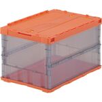 ＴＲＵＳＣＯ　オリコン　薄型折りたたみコンテナ　スケルコン　５０Ｌ　ロックフタ付　オレンジ／透明ブラック　オレンジツートン