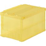 ＴＲＵＳＣＯ　オリコン　薄型折りたたみコンテナ　スケルコン　５０Ｌ　ロックフタ付　透明イエロー　黄