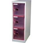 ＴＲＵＳＣＯ　【売切廃番】　スケルトンロッカー　１列Ｘ３段　鍵付　レッド