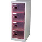 ＴＲＵＳＣＯ　【売切廃番】　スケルトンロッカー　１列Ｘ４段　鍵付　レッド