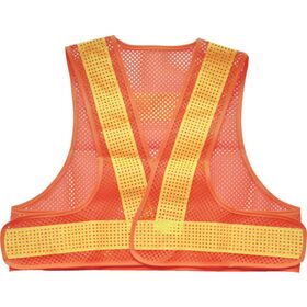 ＴＲＵＳＣＯ　メッシュ安全ベスト　ショート丈　オレンジ＊イエロー　着丈４２０ｍｍ