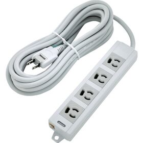 ＴＲＵＳＣＯ　電源タップ　３Ｐ抜け止め４個口　５Ｍ　アース／マグネット付