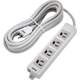 ＴＲＵＳＣＯ　電源タップ　３Ｐ抜け止め４個口　１０Ｍ　アース／マグネット付