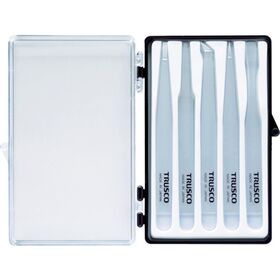 ＴＲＵＳＣＯ　透明プラスチック製ピンセット５本組セット