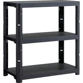 ＴＲＵＳＣＯ　プラ棚　高さ９４３－３段タイプ　コーナーキャップ４個付　つや消しブラック