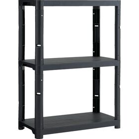 ＴＲＵＳＣＯ　プラ棚　高さ１２２９－３段タイプ　コーナーキャップ４個付　つや消しブラック