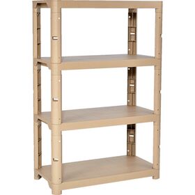 ＴＲＵＳＣＯ　プラ棚　高さ１３７１－４段タイプ　コーナーキャップ４個付　ライトサンド