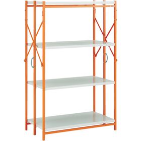 ＴＲＵＳＣＯ　ワンタッチラック　Ｗ９１５ＸＤ４５０ＸＨ１３６８　４段　白Ｘオレンジ