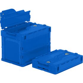 ＴＲＵＳＣＯ　オリコン　薄型折りたたみコンテナ　２０Ｌ　ロックフタ付　ダークブルー　ダークブルー