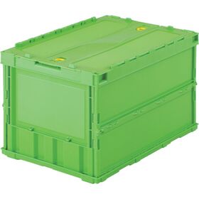 ＴＲＵＳＣＯ　オリコン　薄型折りたたみコンテナ　５０Ｌ　ロックフタ付　グリーン　緑
