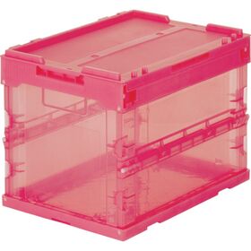 ＴＲＵＳＣＯ　オリコン　α折りたたみコンテナ　スケルコン　２０Ｌ（蓋付）　透明レッド　赤