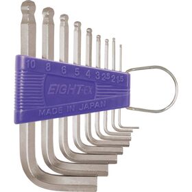 ＥＩＧＨＴ　六角棒スパナ　テーパーヘッド　標準寸法　９本セット　１．５～１０ｍｍ