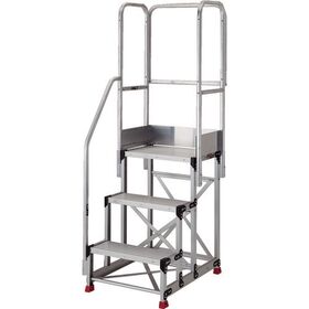 ＴＲＵＳＣＯ　作業用踏台　３段　階段片手すり天場三方高さ１１００ｍｍ