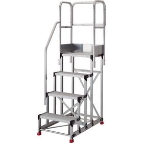 ＴＲＵＳＣＯ　作業用踏台　４段　階段片手すり天場三方高さ９００ｍｍ