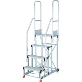 ＴＲＵＳＣＯ　アルミ製作業用踏台　４段　高さ１．２ｍ　天板寸法６００×４００　段高３００ｍｍ　階段両手すり付き