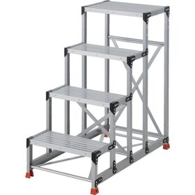 ＴＲＵＳＣＯ　作業用踏台　４段　　ステップ奥行２５０　高さ１．２ｍ　天板６００Ｘ４００