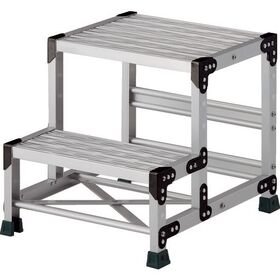 ＴＲＵＳＣＯ　作業用踏台　アルミ製・グレーチング仕様　ＳＵＳ金具　２段　高さ０．５ｍ　天板５００×４００