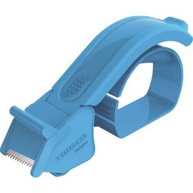 ＴＲＵＳＣＯ　樹脂製テープカッター　スカイブルー色　５０ミリ幅
